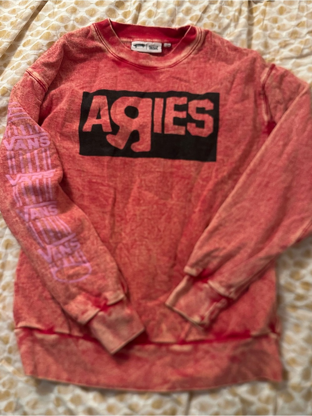 Aries Arise/Vans Red Marbleized Logo Pullover Sweatshirt